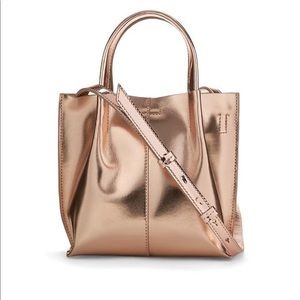Metallic Italian Leather Mini Structured Tote